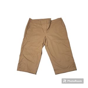 NWT Talbots Pants Womens Petites 16P Khaki Tan Pedal Pusher Capri New